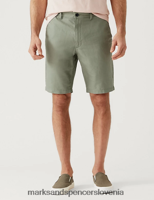kratke hlače chino iz mešanice lanu žajbelj Marks & Spencer oblačila moški 6T8F6X5184