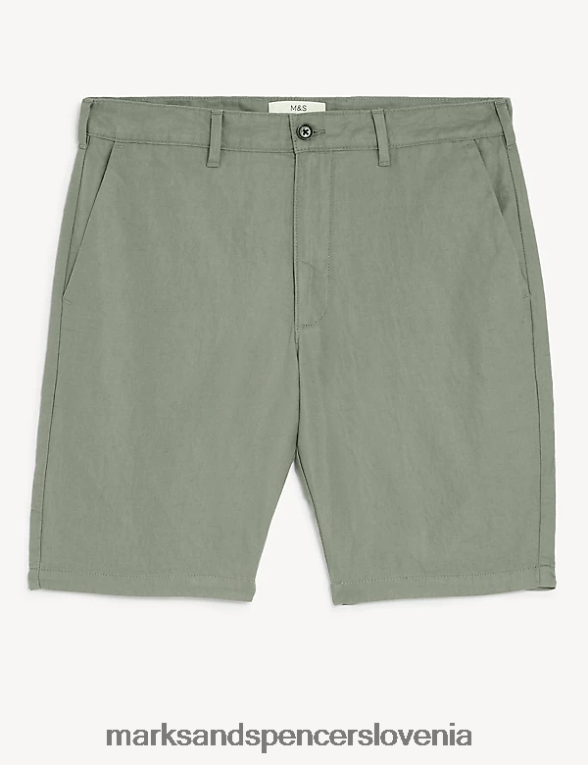kratke hlače chino iz mešanice lanu žajbelj Marks & Spencer oblačila moški 6T8F6X5184