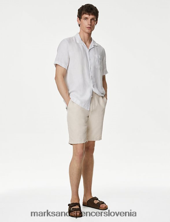 kratke hlače chino iz mešanice lanu kamen Marks & Spencer oblačila moški 6T8F6X5582