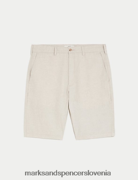 kratke hlače chino iz mešanice lanu kamen Marks & Spencer oblačila moški 6T8F6X5582