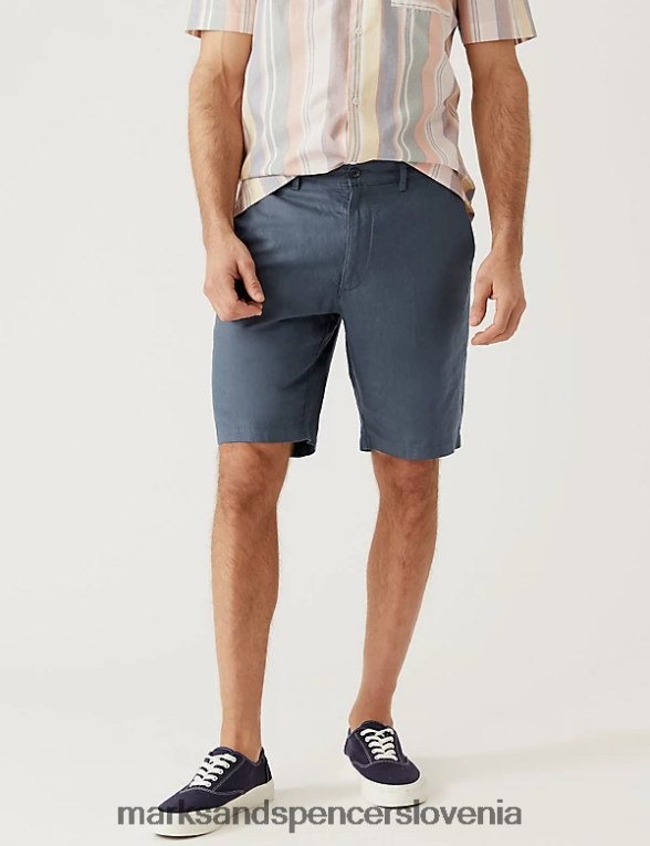 kratke hlače chino iz mešanice lanu oglje Marks & Spencer oblačila moški 6T8F6X5584