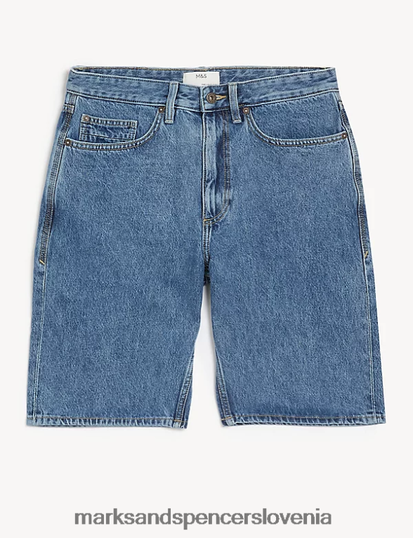 kratke hlače iz recikliranega trdega jeansa srednje modra Marks & Spencer oblačila moški 6T8F6X6370