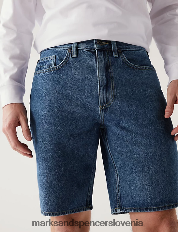 kratke hlače iz recikliranega trdega jeansa srednje modra Marks & Spencer oblačila moški 6T8F6X6370