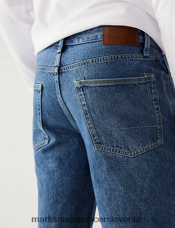kratke hlače iz recikliranega trdega jeansa srednje modra Marks & Spencer oblačila moški 6T8F6X6370