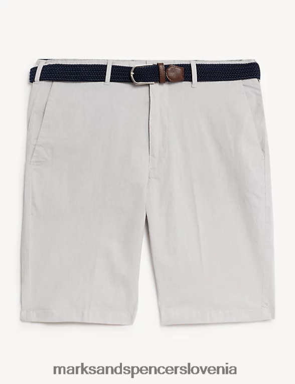 raztegljive chino kratke hlače s črtastim pasom naravna mešanica Marks & Spencer oblačila moški 6T8F6X5492