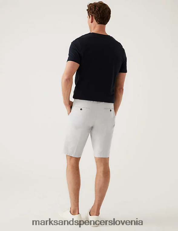 raztegljive chino kratke hlače s črtastim pasom naravna mešanica Marks & Spencer oblačila moški 6T8F6X5492
