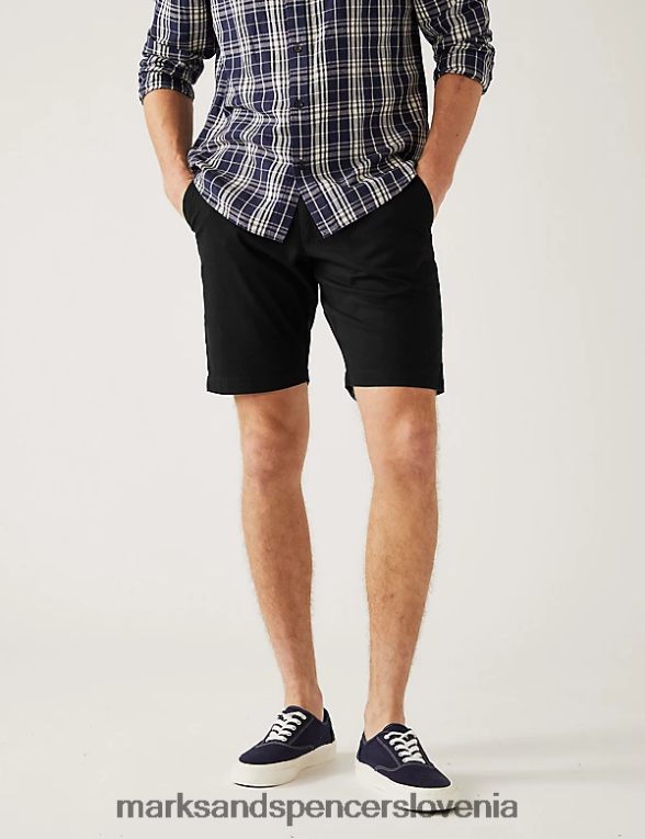 raztegljive kratke hlače chino Črna Marks & Spencer oblačila moški 6T8F6X6124