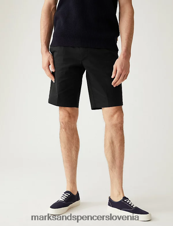 super lahke raztegljive kratke hlače chino Črna Marks & Spencer oblačila moški 6T8F6X6500