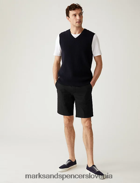 super lahke raztegljive kratke hlače chino Črna Marks & Spencer oblačila moški 6T8F6X6500
