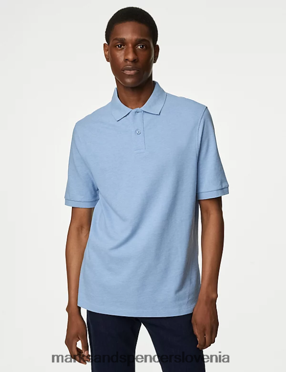 2 paketa polo majic iz čistega bombaža bledo modra mešanica Marks & Spencer oblačila moški 6T8F6X6073