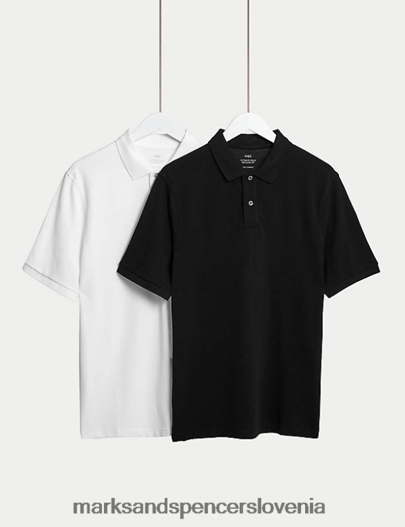 2 paketa polo majic iz čistega bombaža črnobela Marks & Spencer oblačila moški 6T8F6X6454