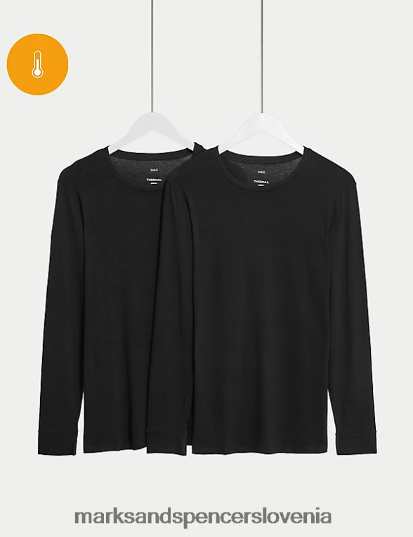2pk Heatgen Light Top z dolgimi rokavi Črna Marks & Spencer oblačila moški 6T8F6X5219