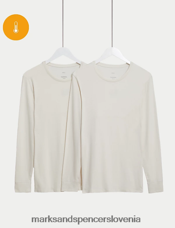 2pk Heatgen Light Top z dolgimi rokavi slonovina Marks & Spencer oblačila moški 6T8F6X5220