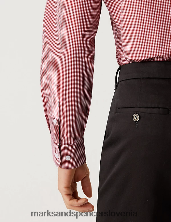 2pk kariraste srajce z dolgimi rokavi običajnega kroja rdeča mešanica Marks & Spencer oblačila moški 6T8F6X4781