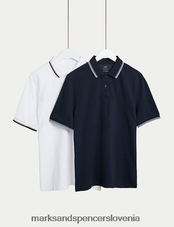 2pk polo majice s konico iz čistega bombaža bela mešanica Marks & Spencer oblačila moški 6T8F6X4799