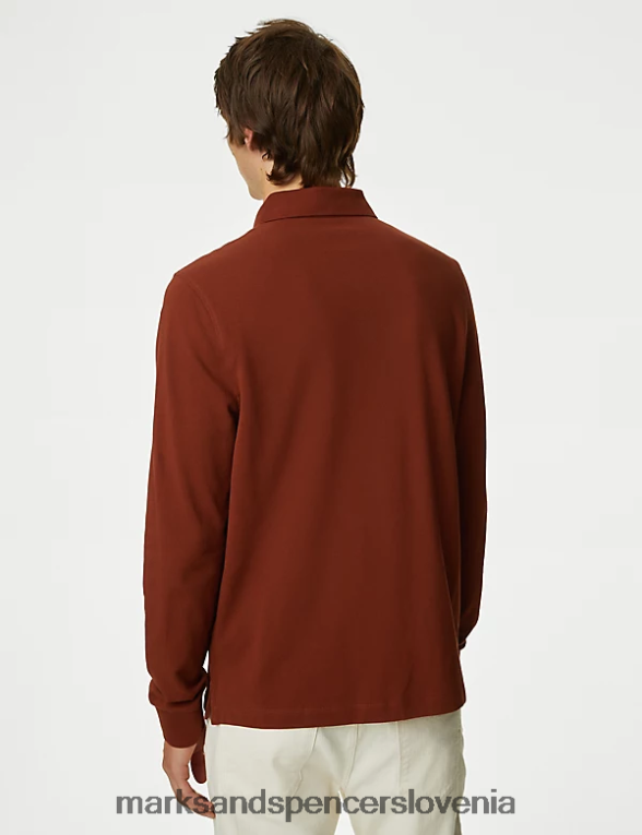 2pk polo majice z dolgimi rokavi iz čistega bombaža mešanica rje Marks & Spencer oblačila moški 6T8F6X5083