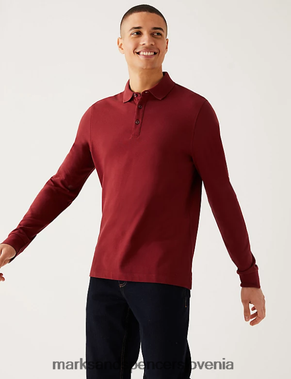 2pk polo majice z dolgimi rokavi iz čistega bombaža mornarska mešanica Marks & Spencer oblačila moški 6T8F6X4770