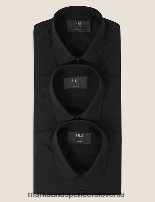 3pk krojene srajce s kratkimi rokavi Črna Marks & Spencer oblačila moški 6T8F6X6354