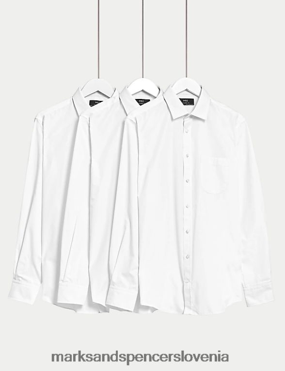 3pk krojene srajce z dolgimi rokavi bela Marks & Spencer oblačila moški 6T8F6X6129
