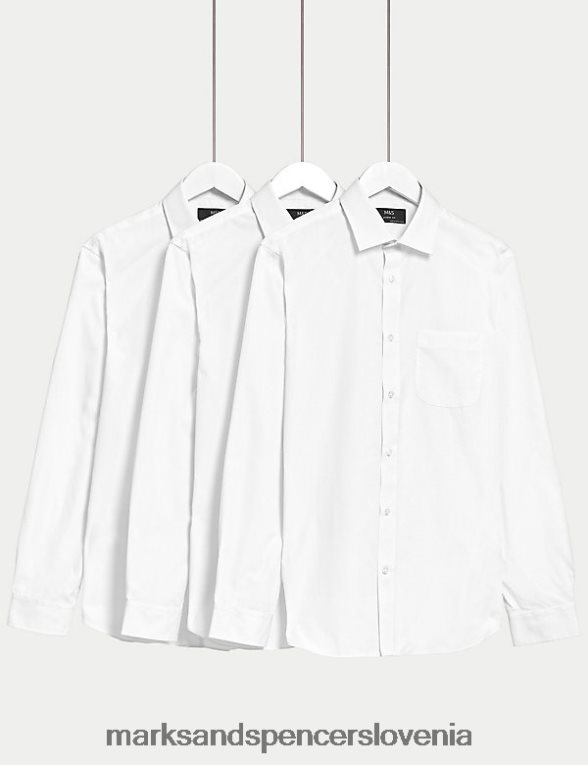 3pk ozke srajce z dolgimi rokavi bela Marks & Spencer oblačila moški 6T8F6X6571