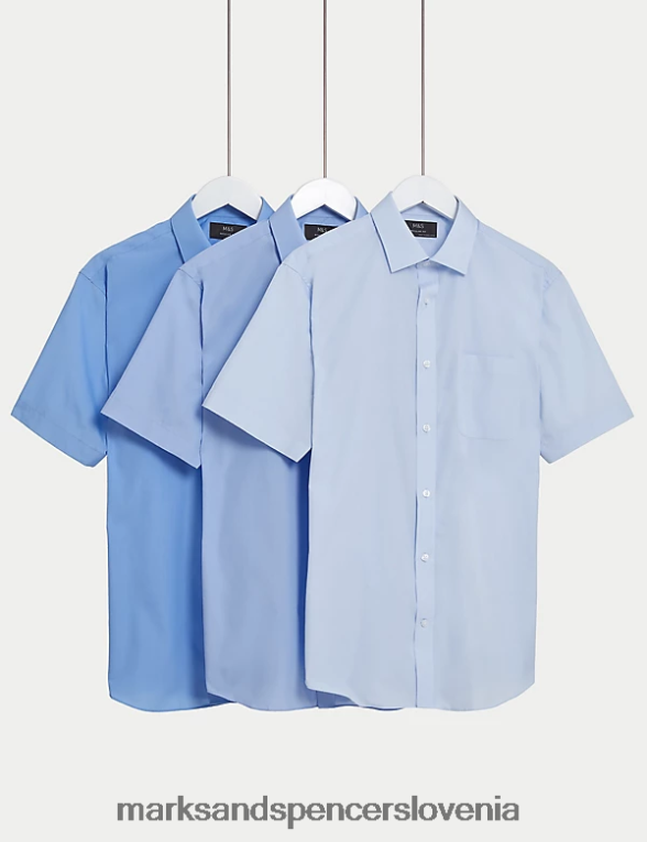 3pk standardne srajce s kratkimi rokavi modra Marks & Spencer oblačila moški 6T8F6X5109