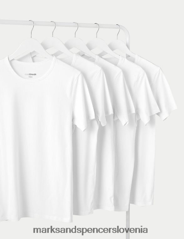 5pk kul & sveže brezrokavniki s kratkimi rokavi bela Marks & Spencer oblačila moški 6T8F6X5323