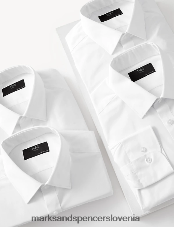5pk ozke srajce z dolgimi rokavi bela mešanica Marks & Spencer oblačila moški 6T8F6X6713