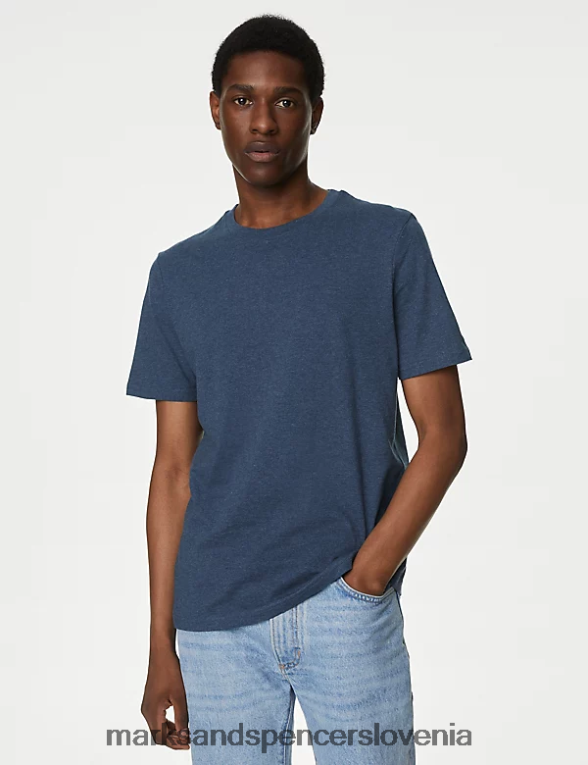 Majice s kratkimi rokavi iz čistega bombaža 3pk z okroglim izrezom denim mix Marks & Spencer oblačila moški 6T8F6X5096