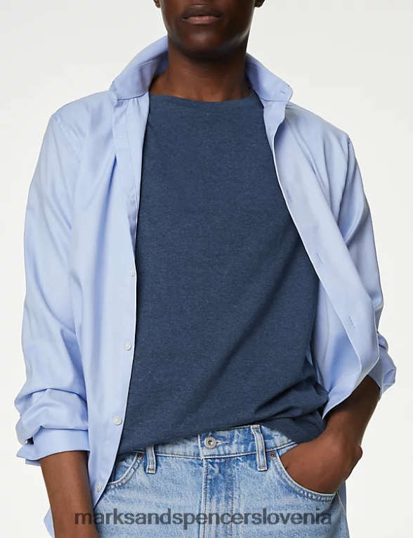 Majice s kratkimi rokavi iz čistega bombaža 3pk z okroglim izrezom denim mix Marks & Spencer oblačila moški 6T8F6X5096