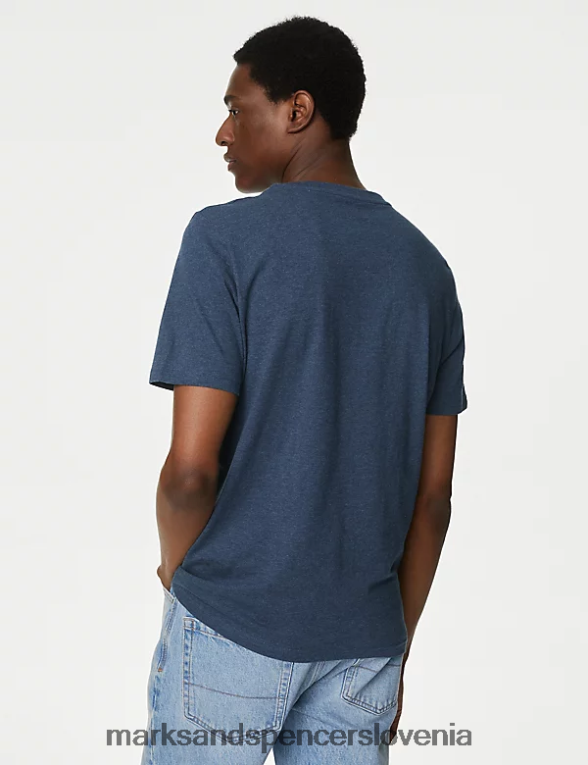 Majice s kratkimi rokavi iz čistega bombaža 3pk z okroglim izrezom denim mix Marks & Spencer oblačila moški 6T8F6X5096