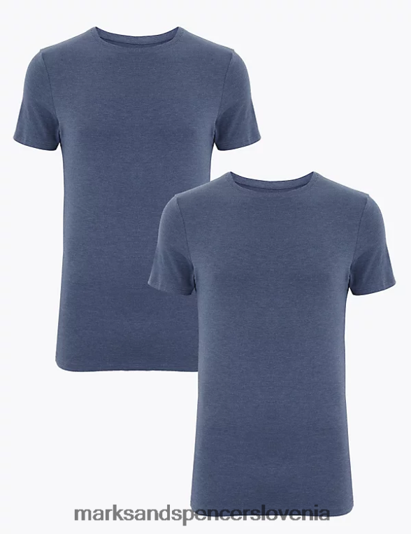 Top s kratkimi rokavi iz 2pk heatgen light denim Marks & Spencer oblačila moški 6T8F6X7004
