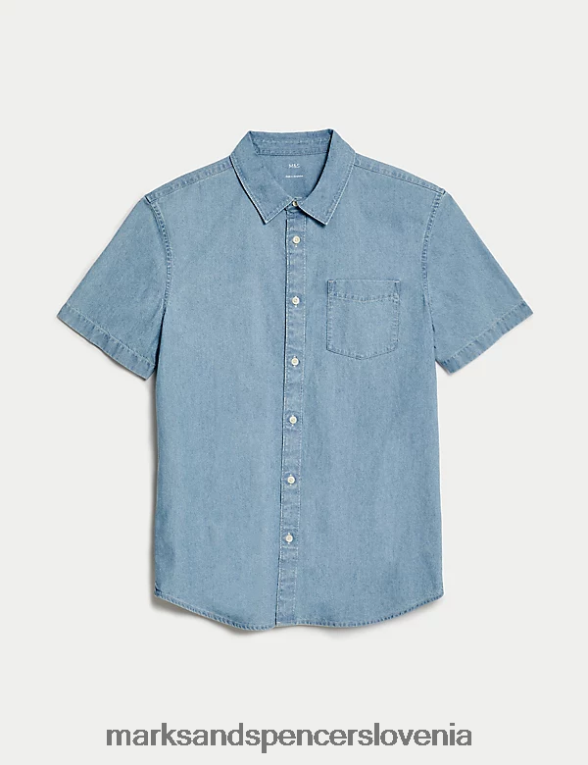 denim srajca svetlo modra Marks & Spencer oblačila moški 6T8F6X5757