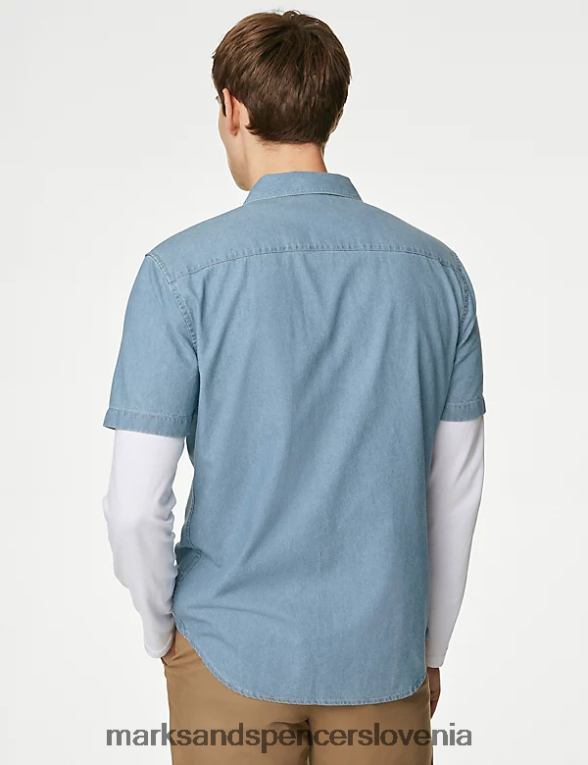 denim srajca svetlo modra Marks & Spencer oblačila moški 6T8F6X5757