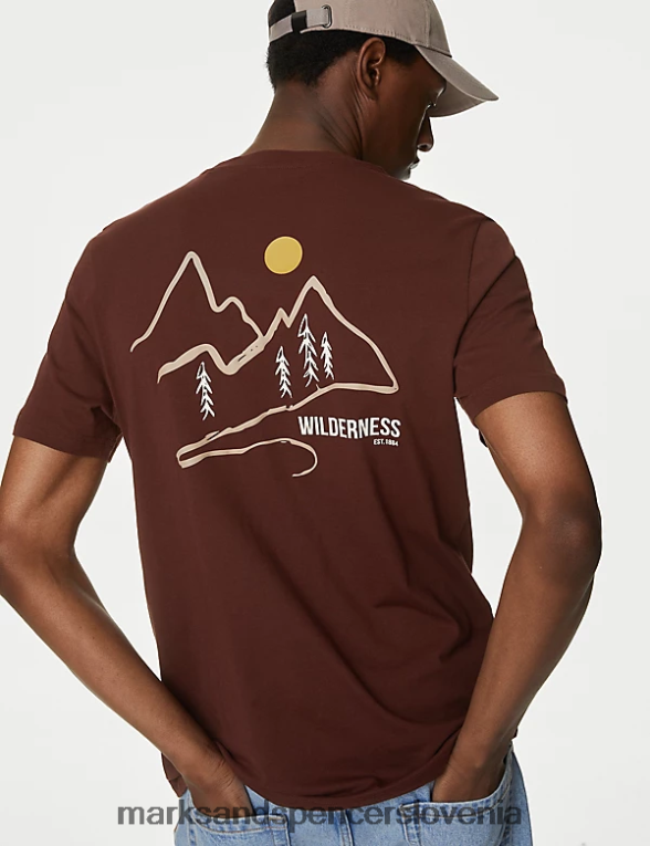 gorska grafična majica iz čistega bombaža bordo Marks & Spencer oblačila moški 6T8F6X5608