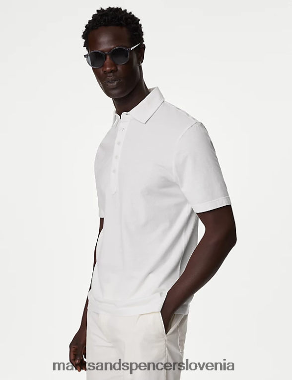 hoyle polo majica iz čistega bombaža bela Marks & Spencer oblačila moški 6T8F6X4769