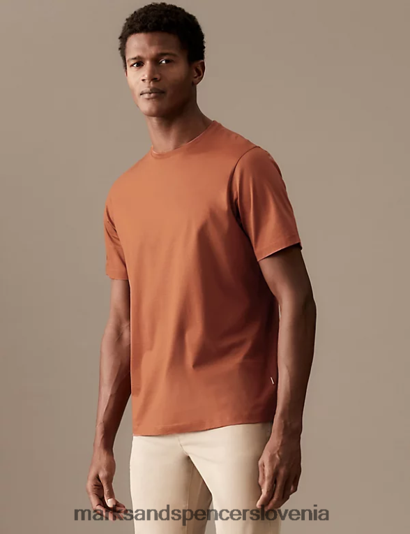 čista bombažna majica supima bakreno porjavelost Marks & Spencer oblačila moški 6T8F6X6304
