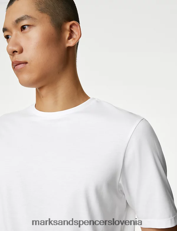 čista bombažna majica supima bela Marks & Spencer oblačila moški 6T8F6X6299