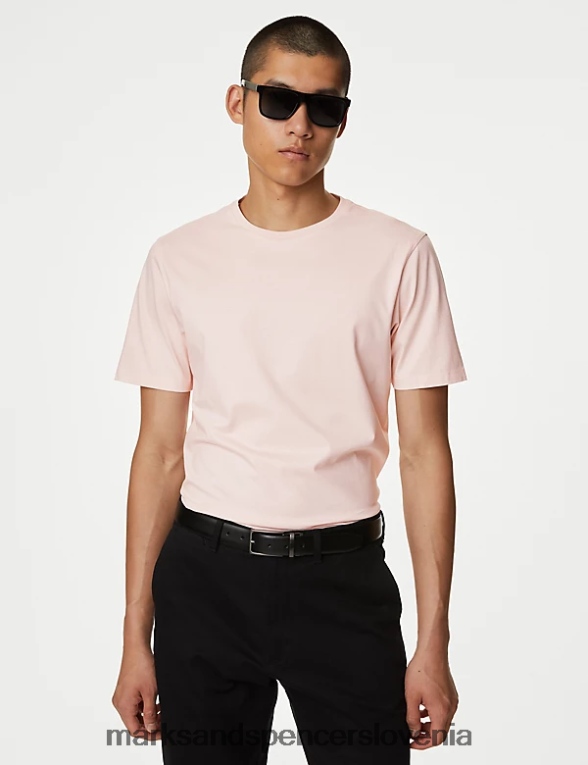 čista bombažna majica supima bledo roza Marks & Spencer oblačila moški 6T8F6X6309