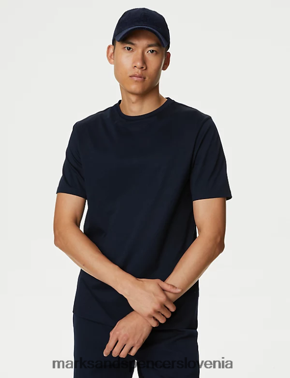 čista bombažna majica supima temna mornarica Marks & Spencer oblačila moški 6T8F6X6298