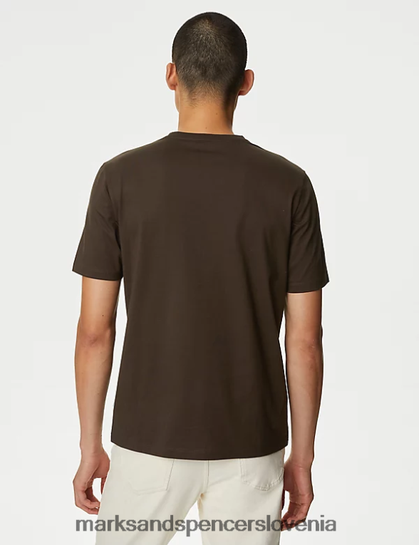 čista bombažna majica supima temno rjava Marks & Spencer oblačila moški 6T8F6X6310