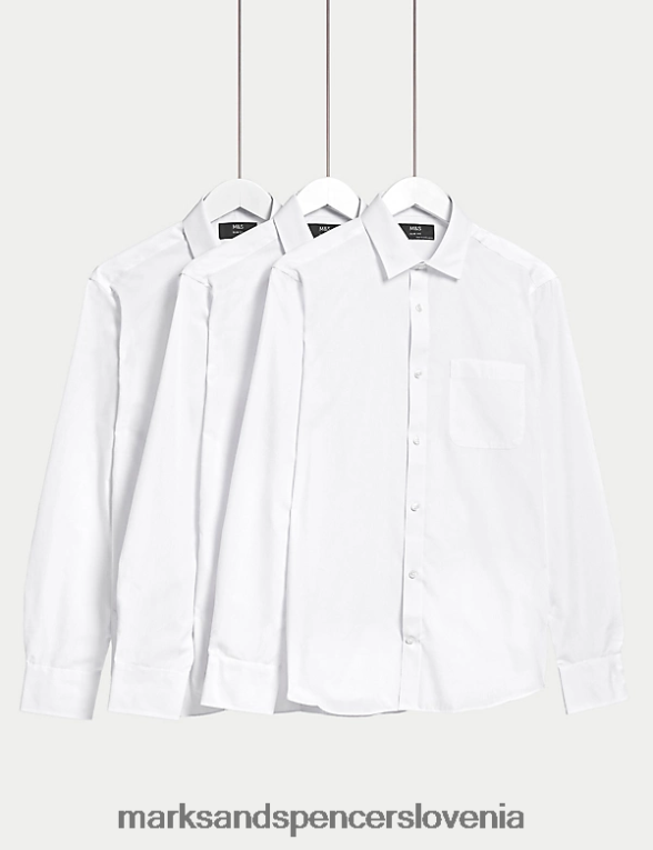 krajše 3pk ozke majice z dolgimi rokavi bela Marks & Spencer oblačila moški 6T8F6X5143