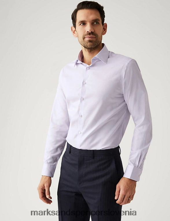 krojena srajca iz čistega bombaža puppytooth lila Marks & Spencer oblačila moški 6T8F6X6855