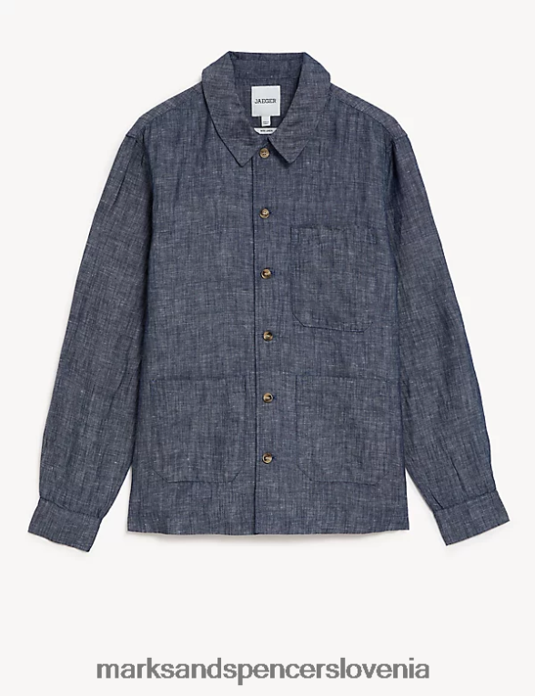 majica bogata z bombažem chambray Marks & Spencer oblačila moški 6T8F6X5479