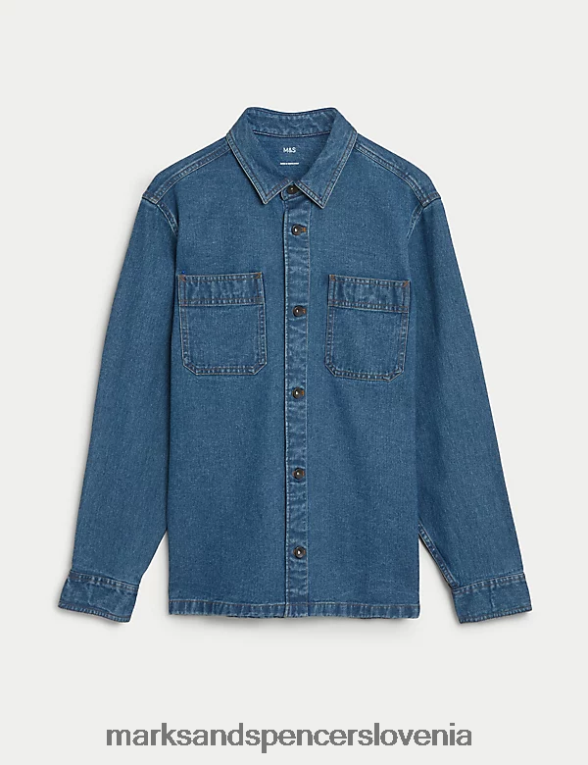 majica iz jeansa srednje modra Marks & Spencer oblačila moški 6T8F6X6967