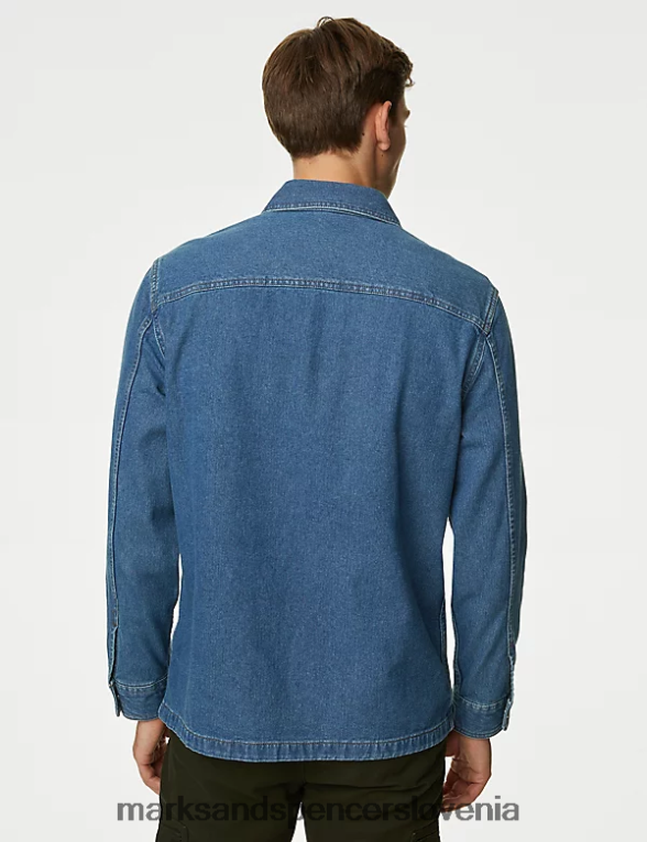 majica iz jeansa srednje modra Marks & Spencer oblačila moški 6T8F6X6967