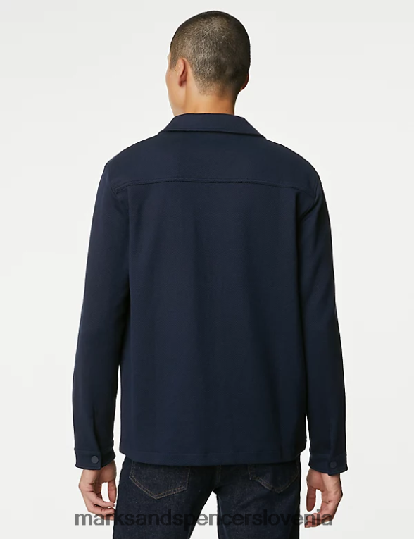 majica z bogato bombažno teksturo temna mornarica Marks & Spencer oblačila moški 6T8F6X4965
