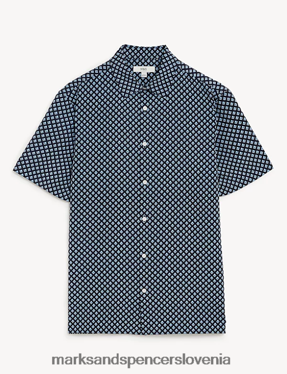 majica z geometrijskim potiskom mornarska mešanica Marks & Spencer oblačila moški 6T8F6X6682