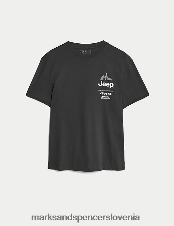 majica z grafiko jeep iz čistega bombaža Črna Marks & Spencer oblačila moški 6T8F6X5037