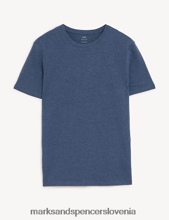 majica z okroglim izrezom iz čistega bombaža denim Marks & Spencer oblačila moški 6T8F6X146