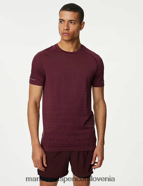 majica za trening s potiskom brez šivov temno bordo Marks & Spencer oblačila moški 6T8F6X5782